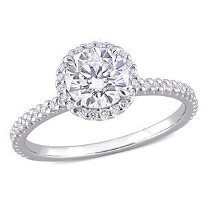 1.25 Carat (ctw) Lab-Created Round-Cut Moissanite Halo Engagement Ring in Sterli